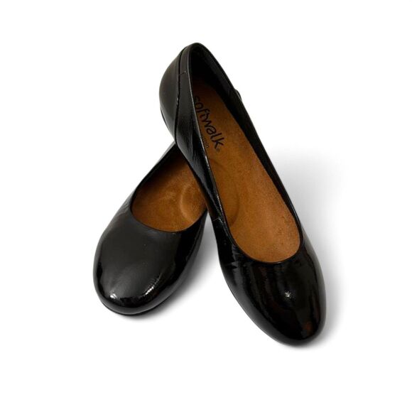 SOFTWALK Sonoma Black Narrow Leather Ballet Flats Shoes, NEW! Size 9 Narrow - Picture 1 of 5